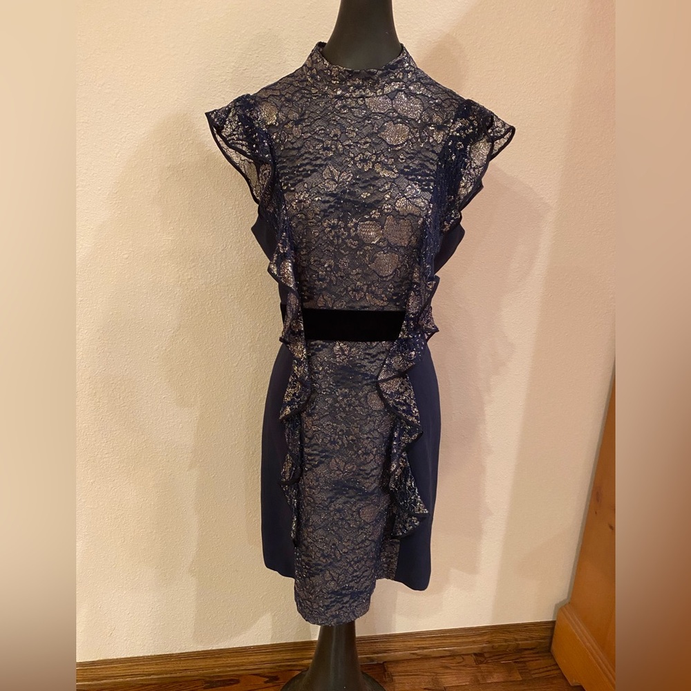 J Mendel Blue and Gold Dress